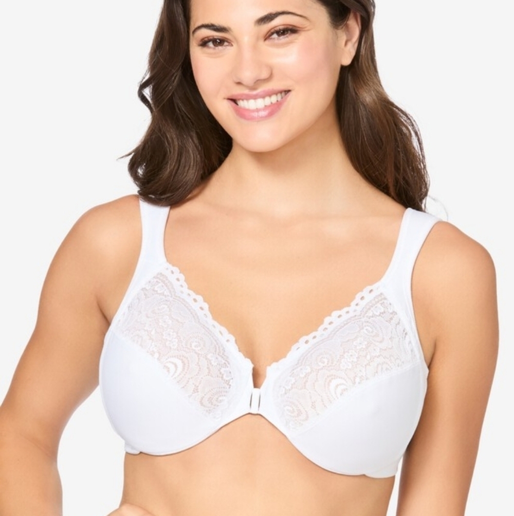 Sz 36c White Glamorise Wonderwire Front-Closure Underwire Bra